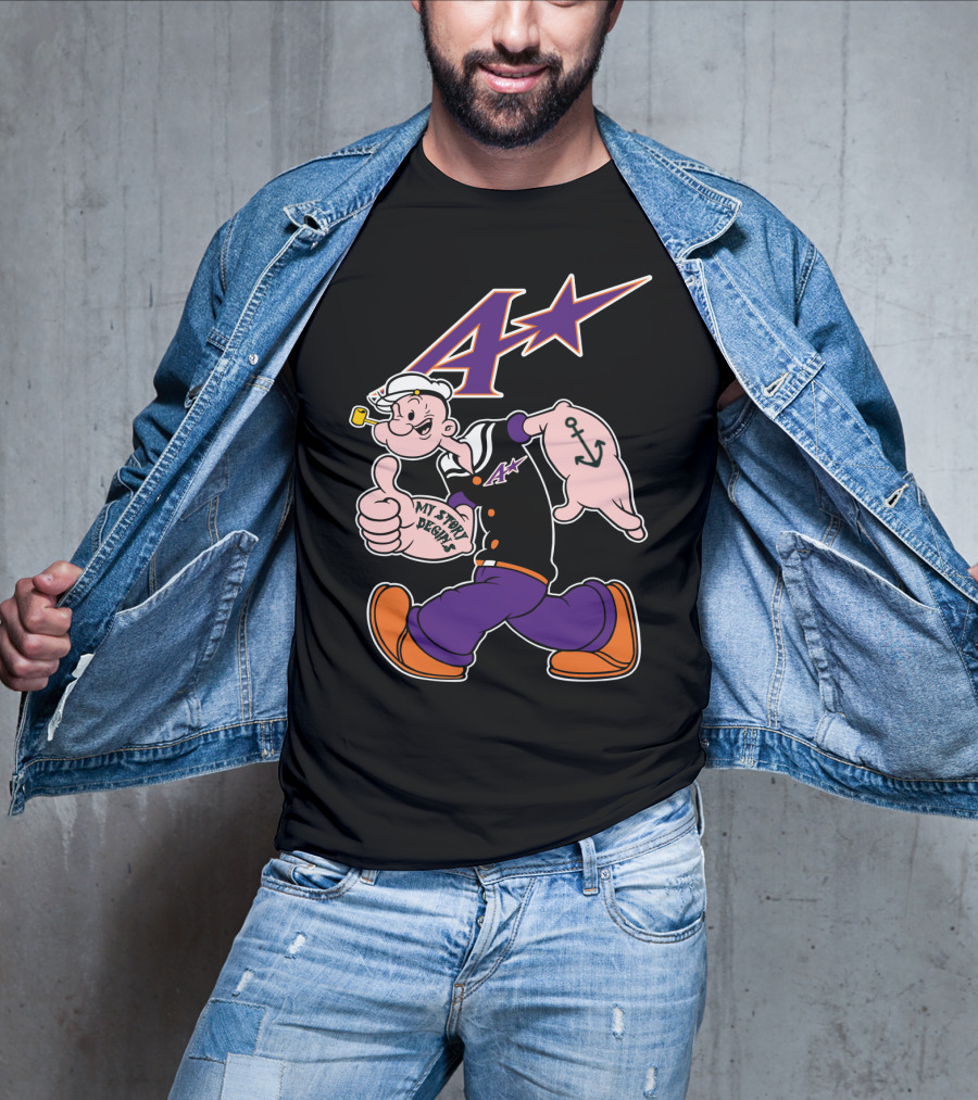 Popeye Purple Aces Evansville My Story Designs Anchor T-Shirt