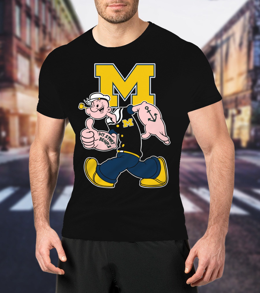 M Michigan Wolverines Popeye My Story Begins T-Shirt