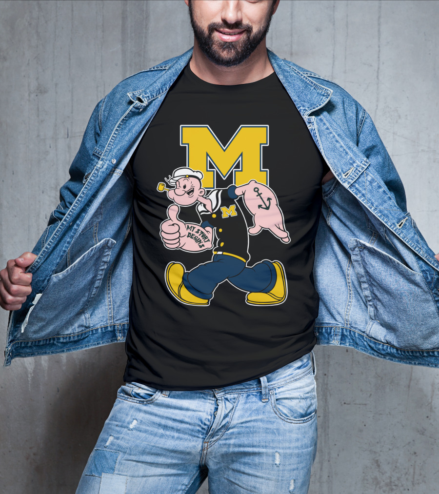 M Michigan Wolverines Popeye My Story Begins T-Shirt