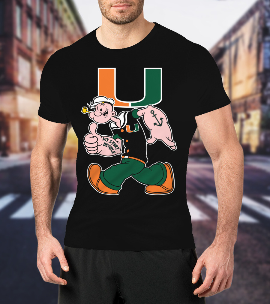 Miami Hurricanes My Story Designs Popeye Anchor T-Shirt