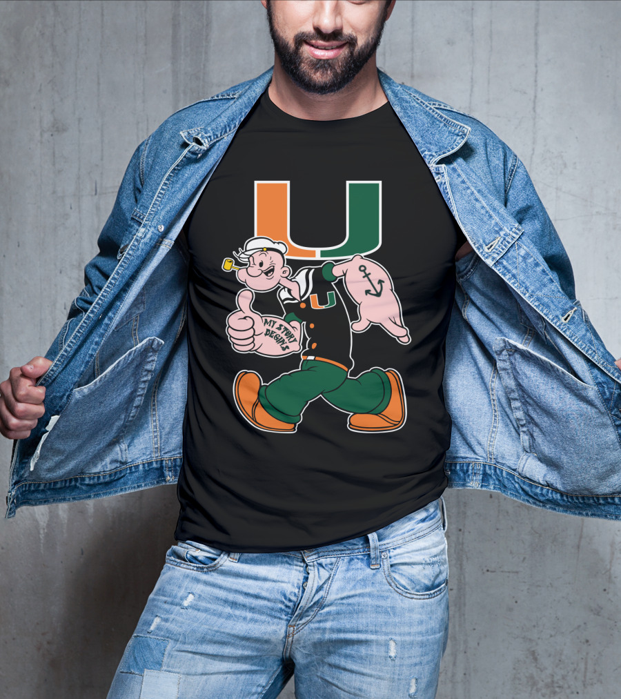 Miami Hurricanes My Story Designs Popeye Anchor T-Shirt