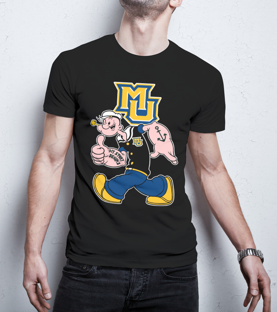 Mu Marquette Golden Eagles My Story Begins Popeye Sailor Character T-Shirt