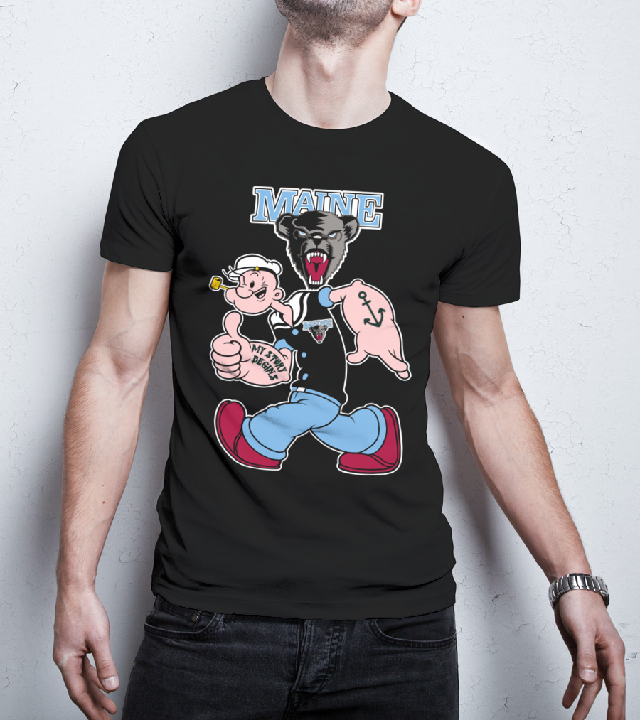 Maine Black Bears My Story Begins Popeye Crossover T-Shirt
