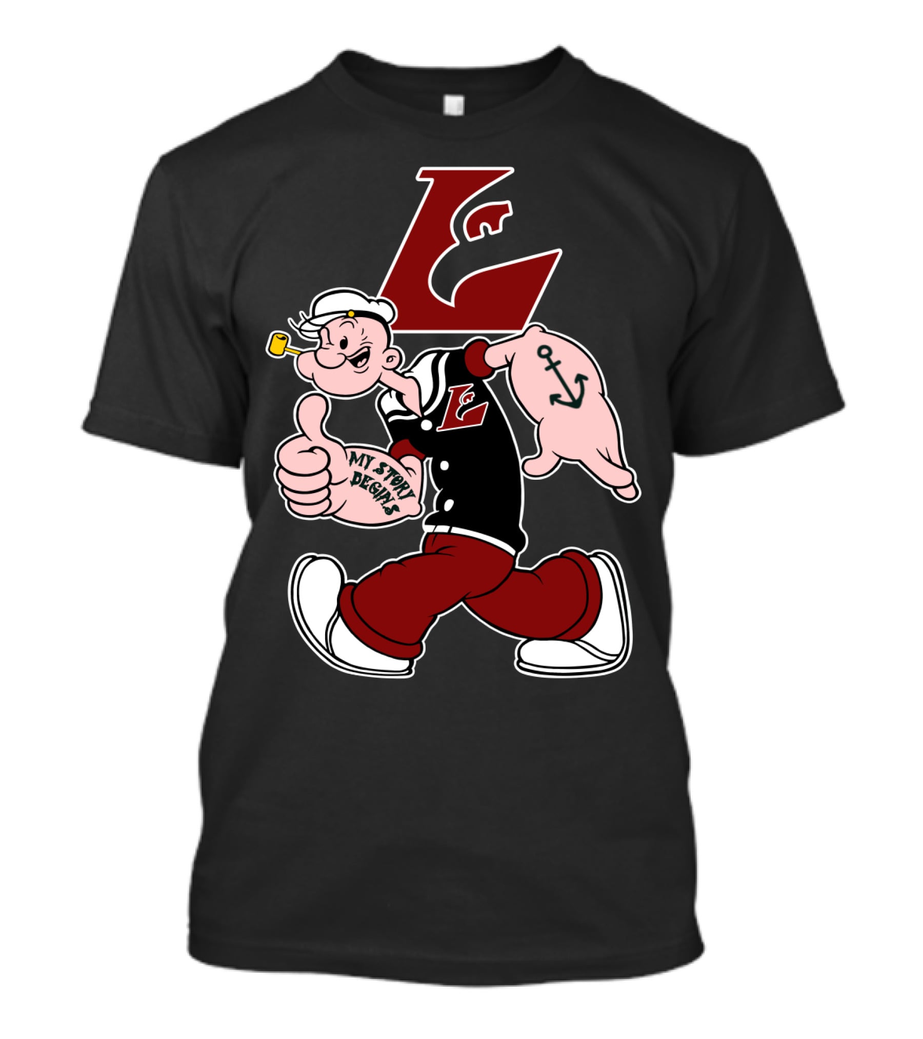 La Crosse Eagles My Story Designs Popeye Anchor T-Shirt