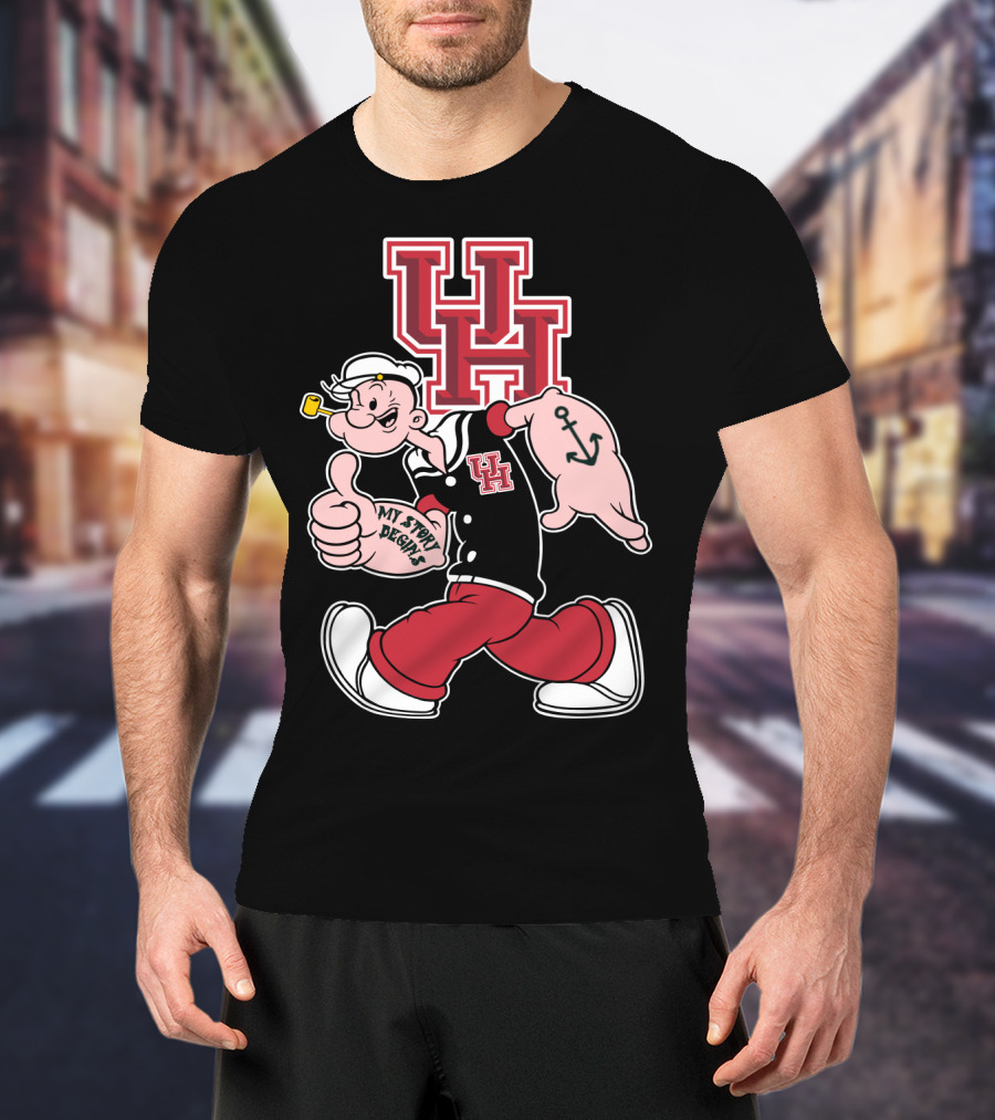 Uh Houston Cougars My Story Begins Popeye Anchor T-Shirt