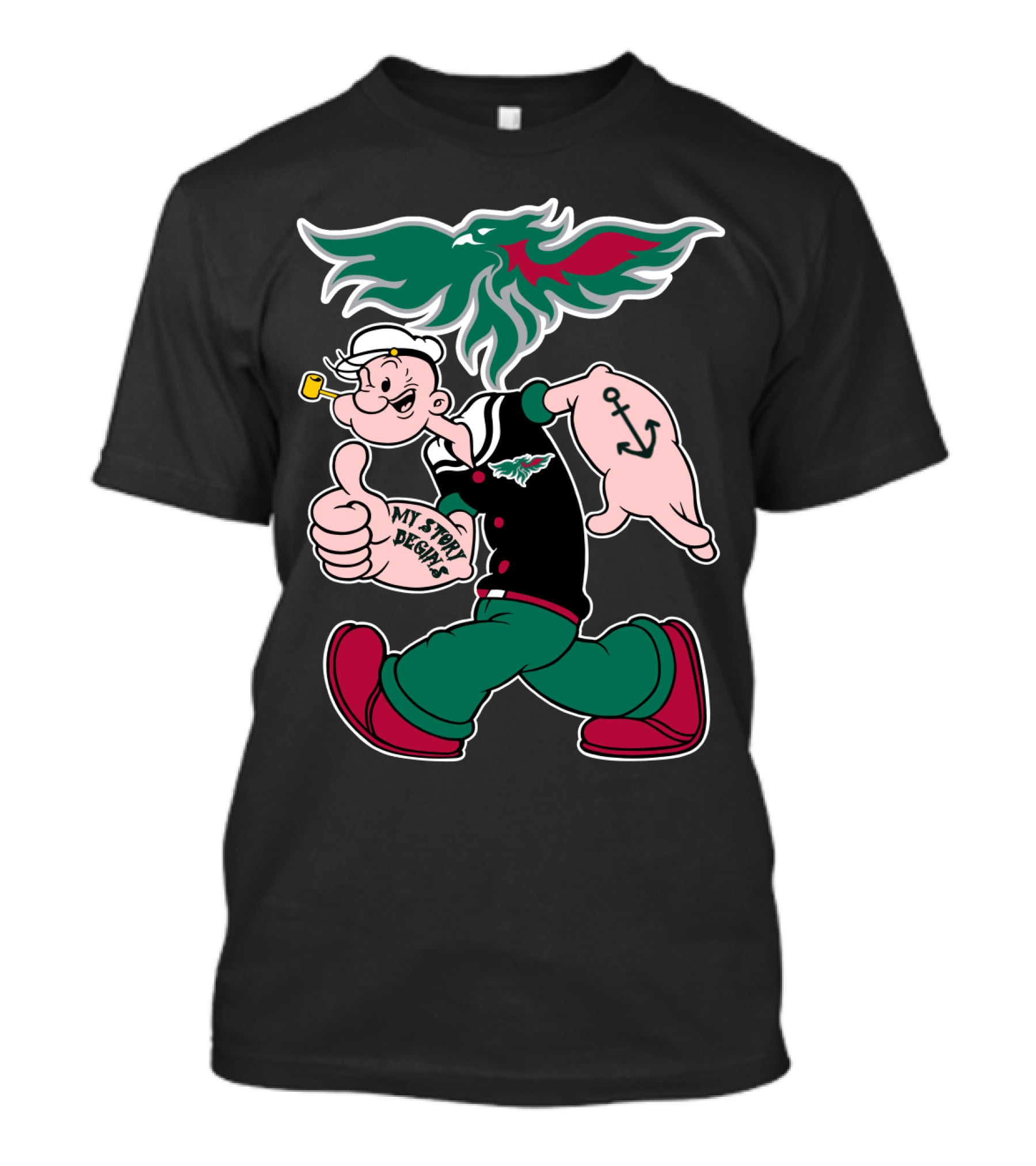 Green Bay Phoenix My Story Begins Popeye Anchor T-Shirt