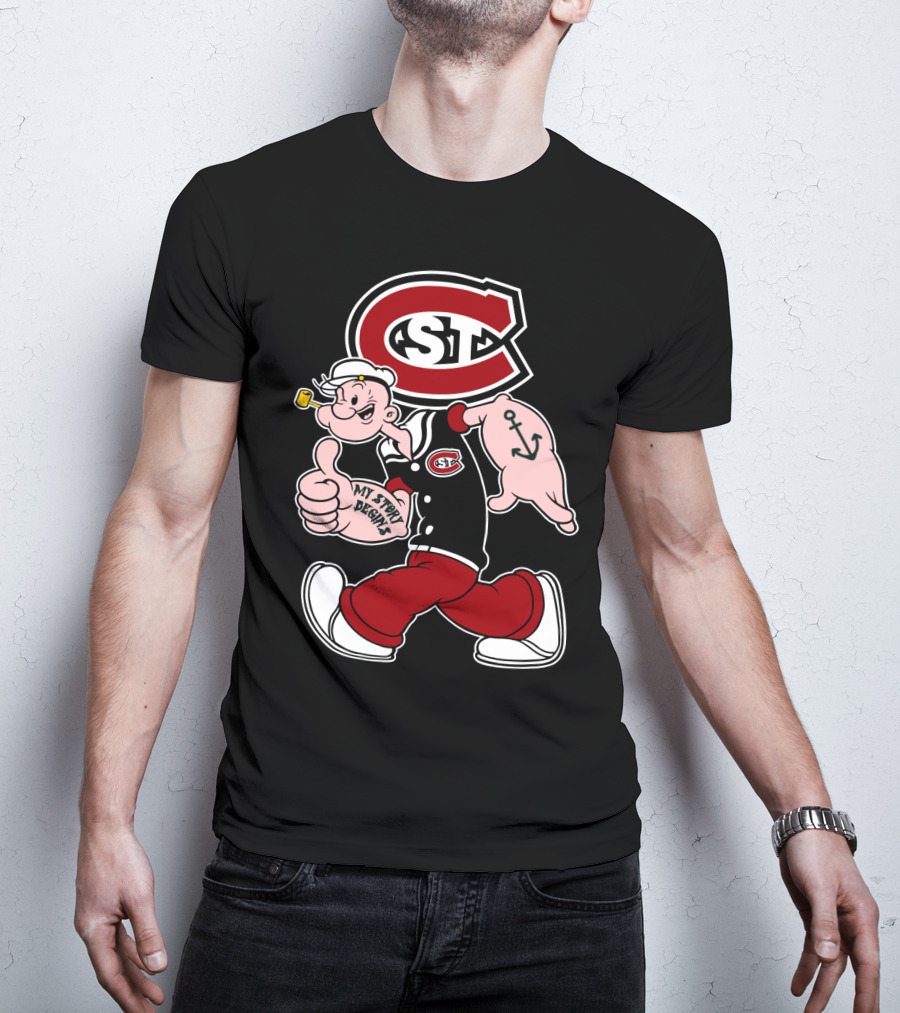 St Cloud State Huskies Scsu Popeye My Story Begins Anchor Tattoo T-Shirt