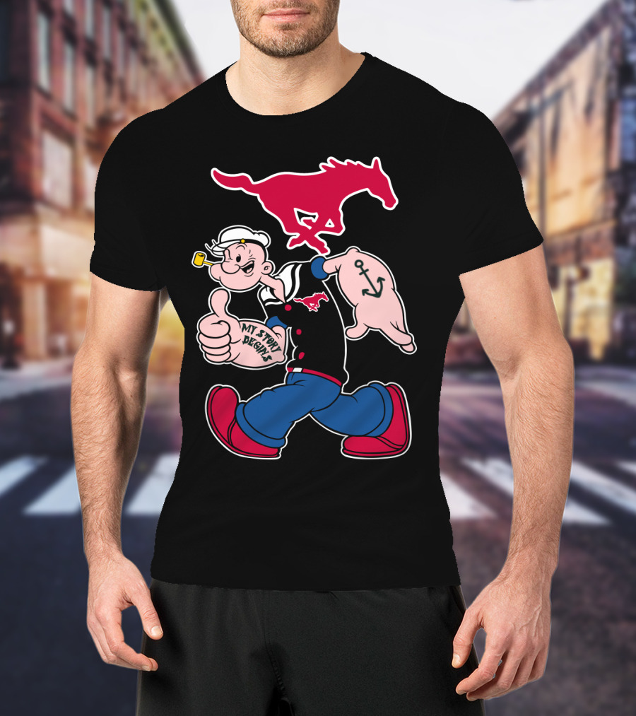 Smu Mustangs Popeye My Story Begins T-Shirt