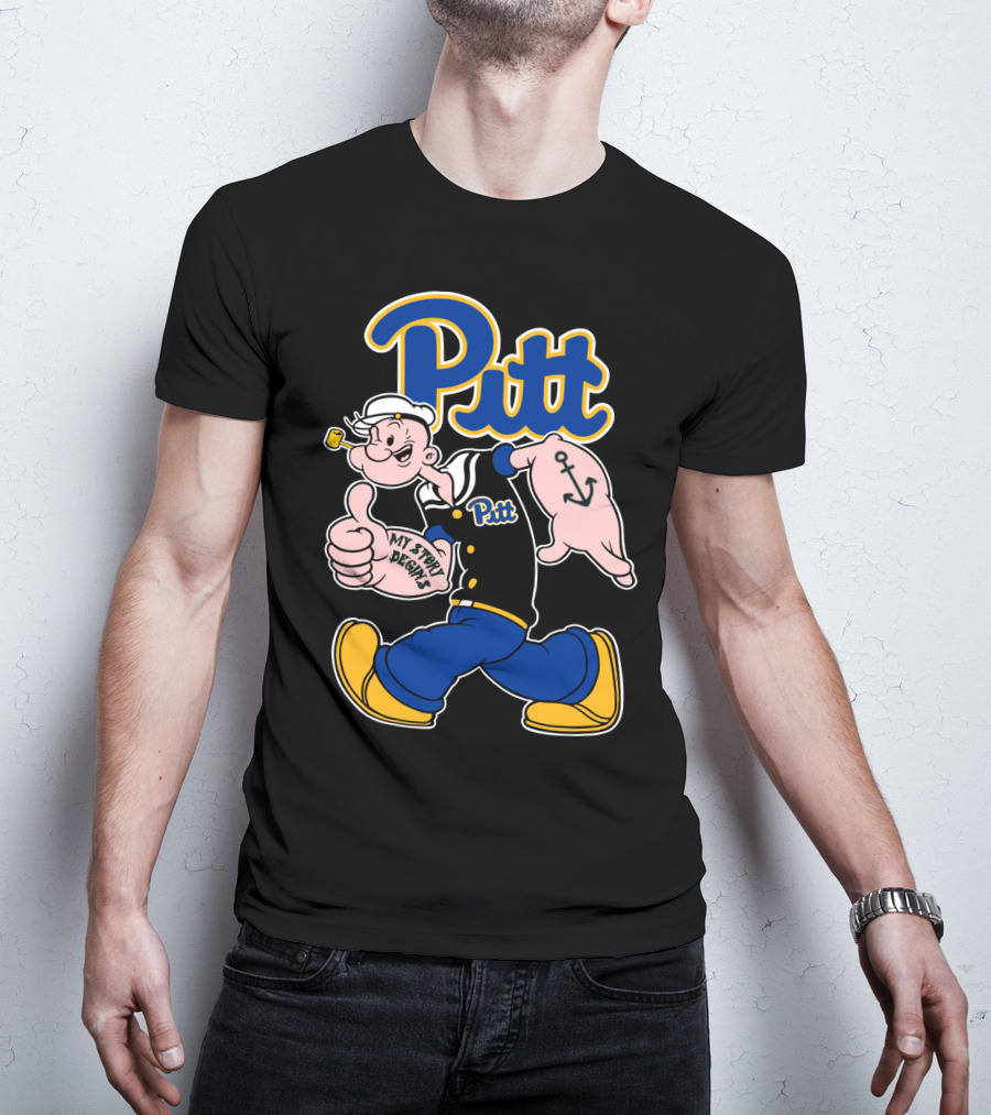Pitt Panthers Sailor Character Thumbs Up Anchor Tattoo T-Shirt