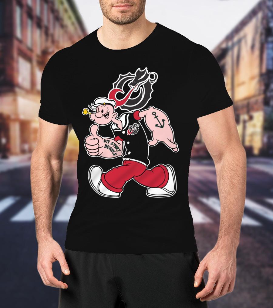Moorhead State Dragons My Story Designs Popeye Anchor Tattoo T-Shirt