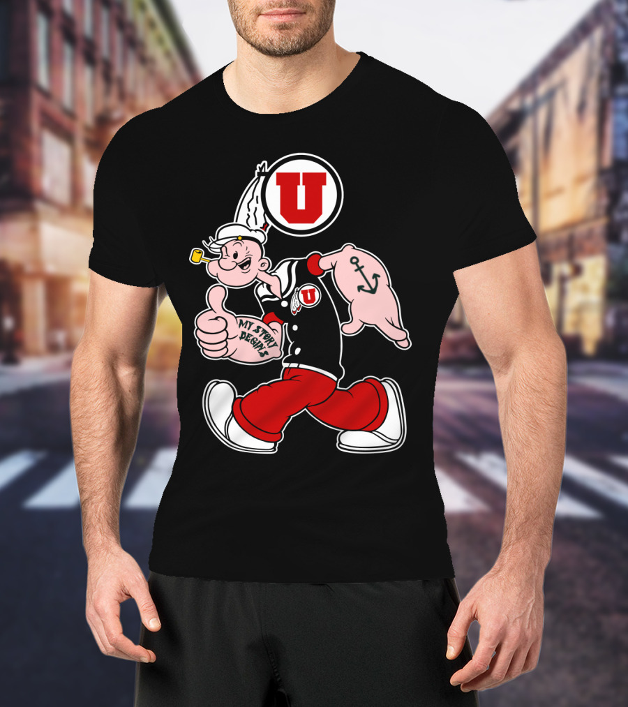 Utah Utes Popeye Thumbs Up Anchor Tattoo U T-Shirt