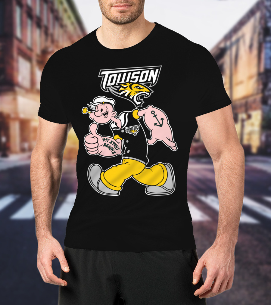 Towson Tigers My Story Designs Popeye Anchor T-Shirt