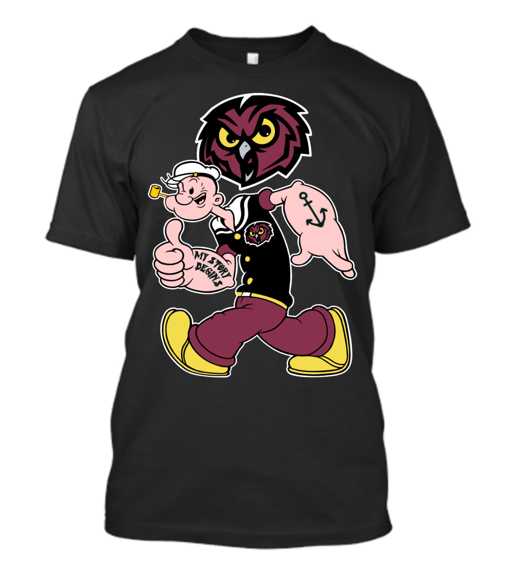 Temple Owls My Story Begins Anchored Sailor Owl T-Shirt