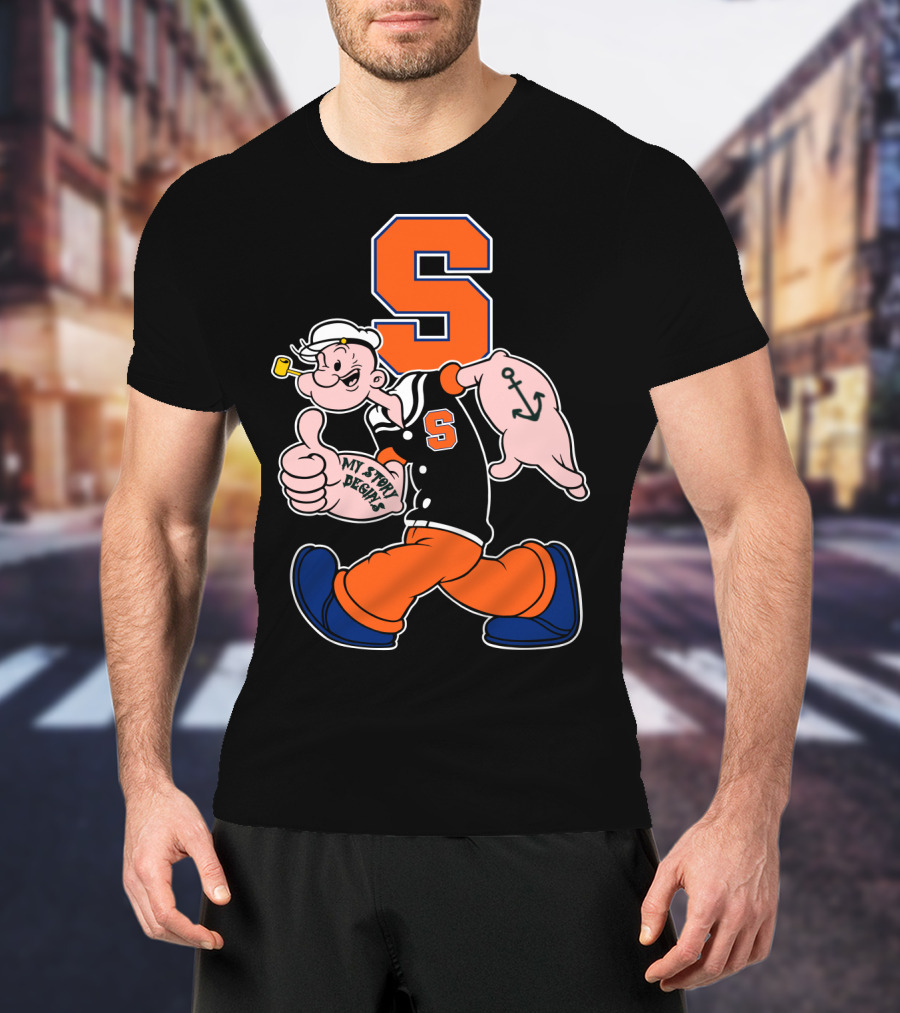 Syracuse Orange Popeye Thumbs Up Anchor Tattoo Walking My Story Designs T-Shirt