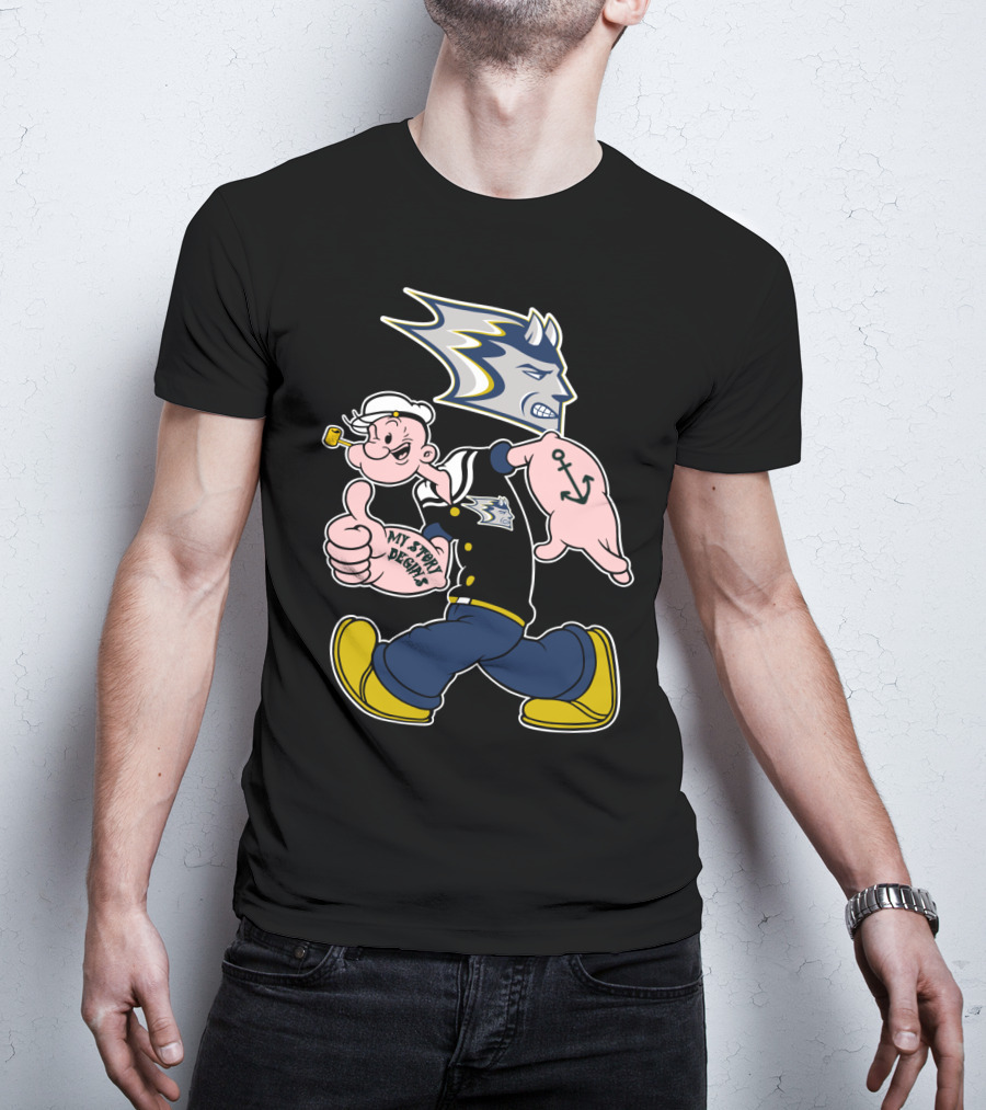 Stout Blue Devils Popeye My Story Designs Anchor T-Shirt