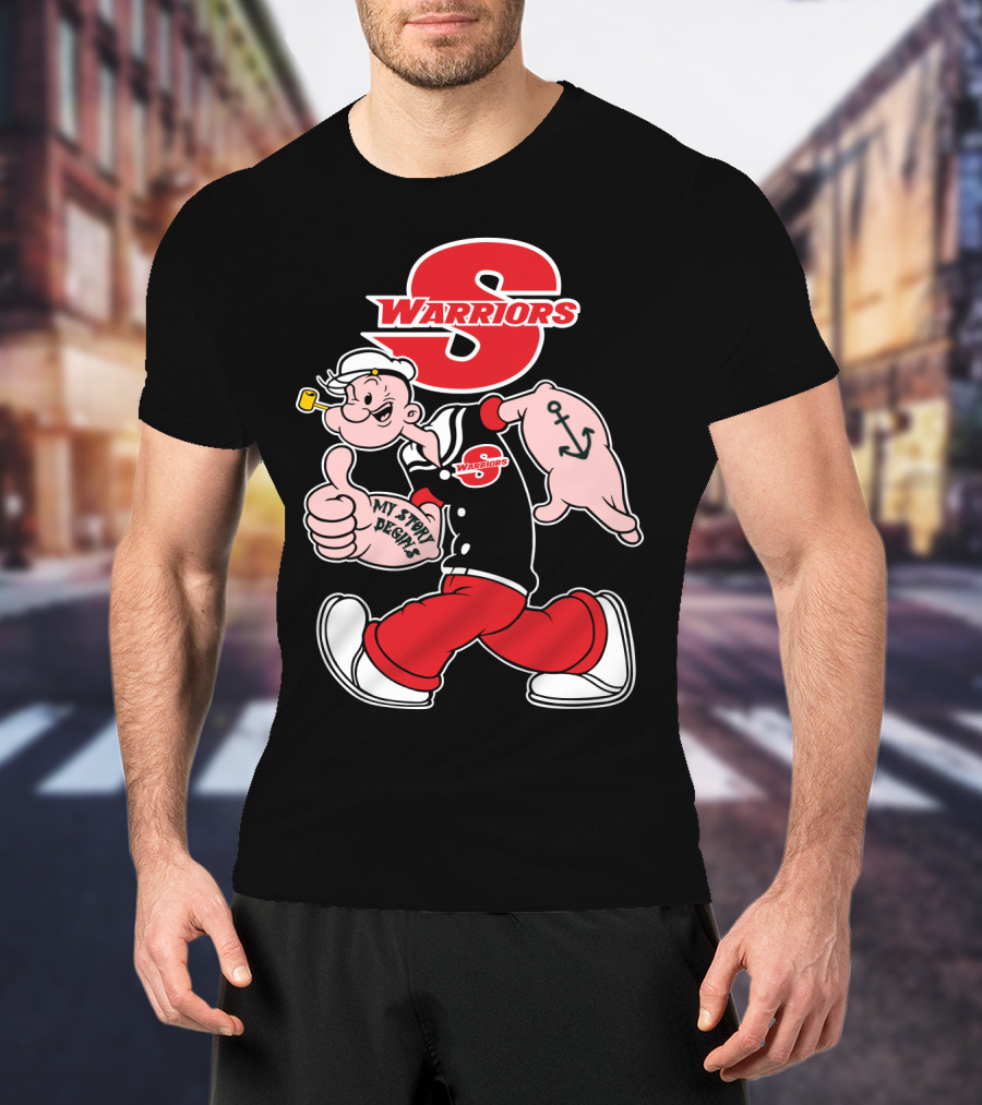 S Warriors Popeye Thumbs Up Anchor My Story Designs T-Shirt