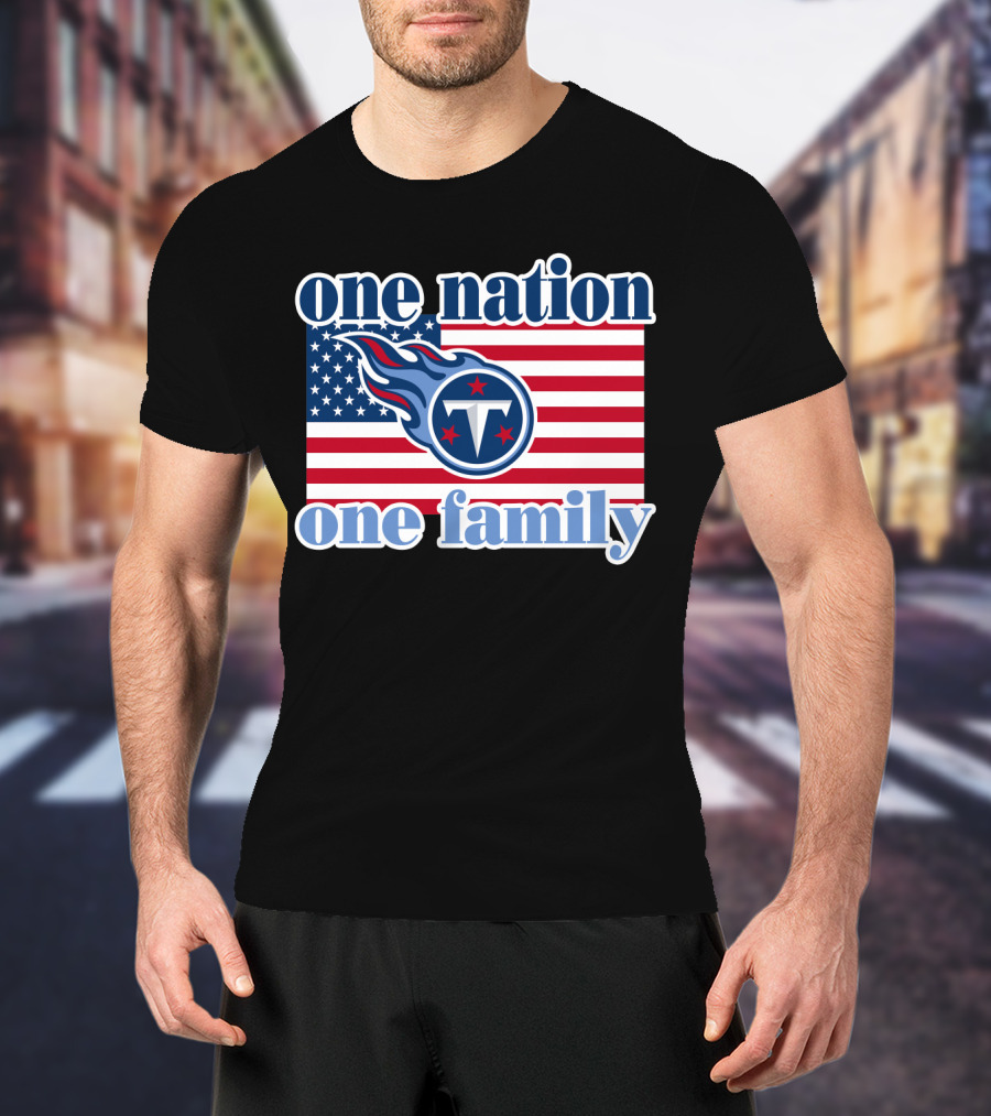 One Nation One Family Tennessee Titans American Flag T-Shirt