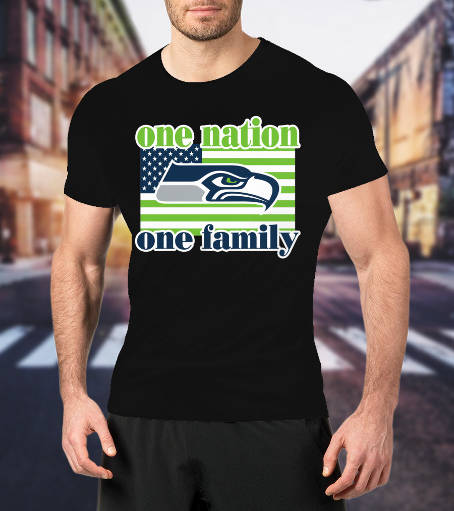 One Nation One Family Seattle Seahawks Flag T-Shirt
