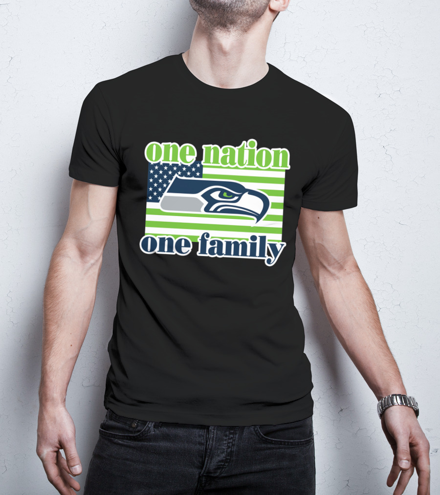 One Nation One Family Seattle Seahawks Flag T-Shirt