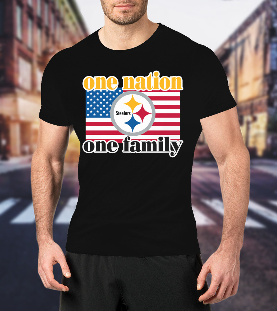 One Nation One Family Steelers American Flag T-Shirt