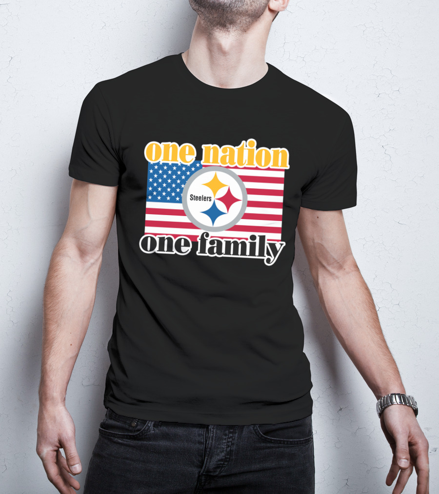 One Nation One Family Steelers American Flag T-Shirt