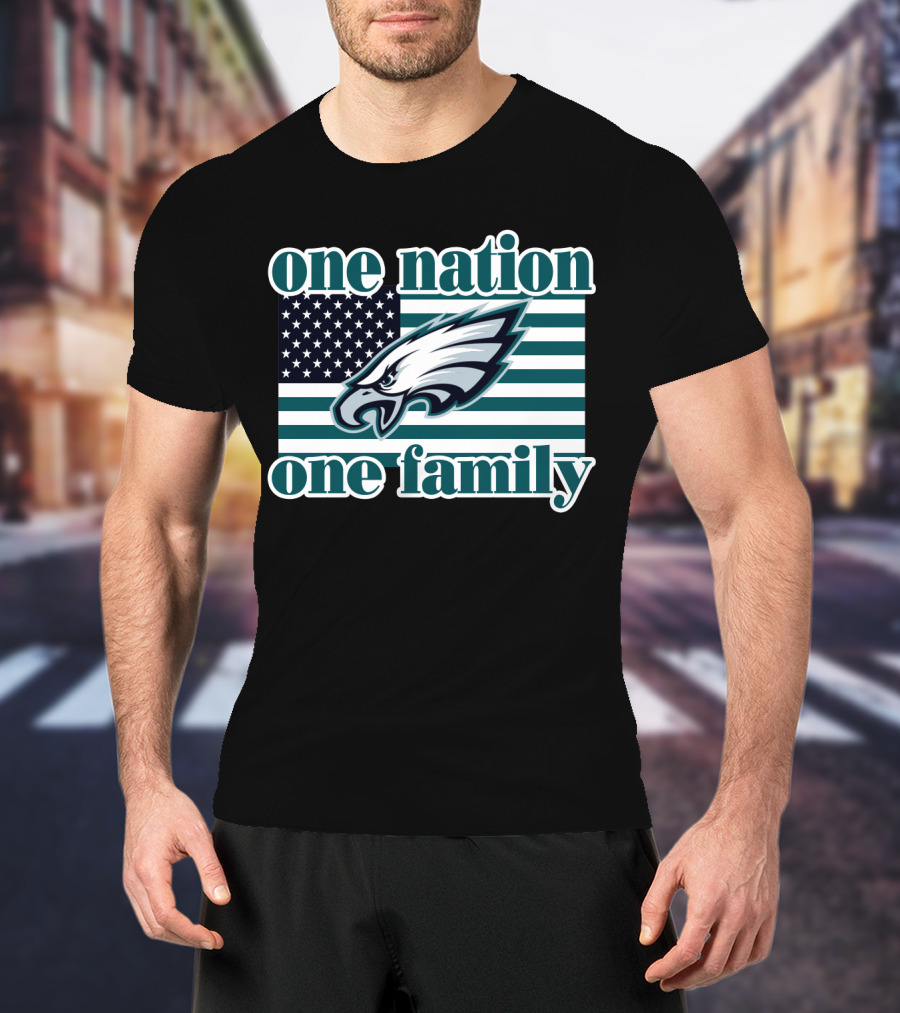 One Nation One Family Philadelphia Eagles Flag T-Shirt