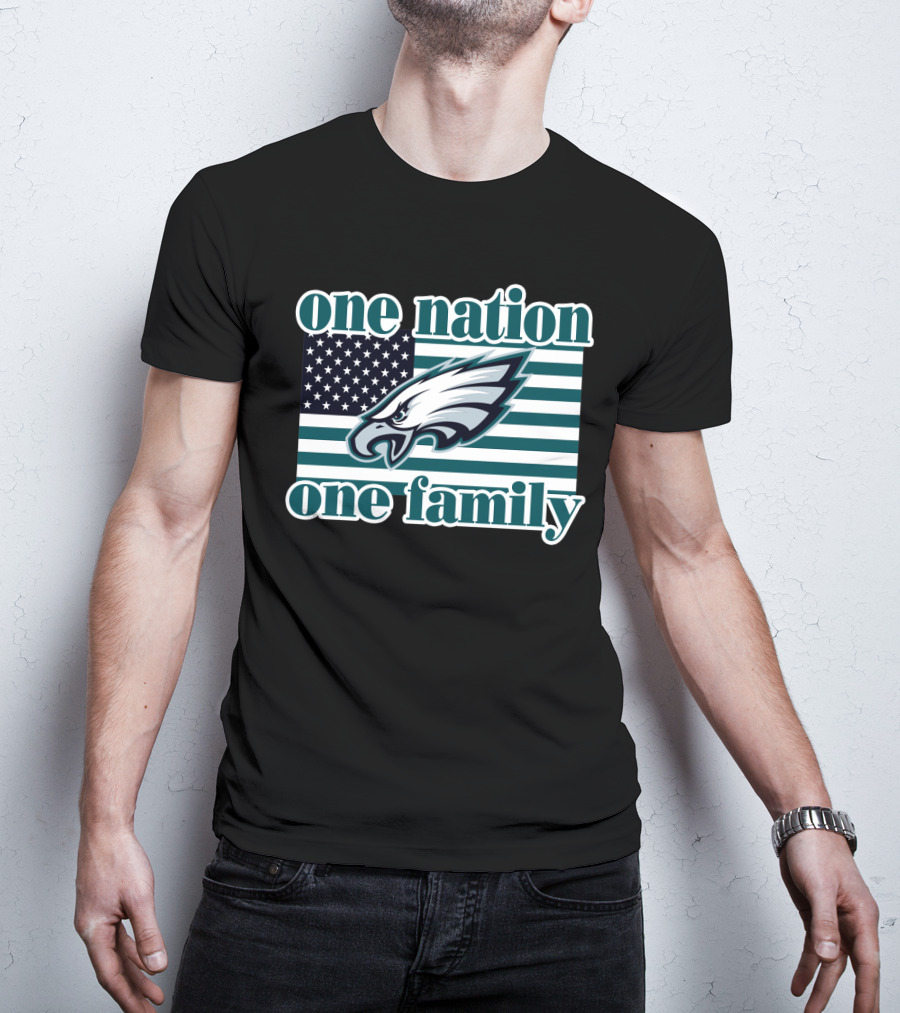 One Nation One Family Philadelphia Eagles Flag T-Shirt