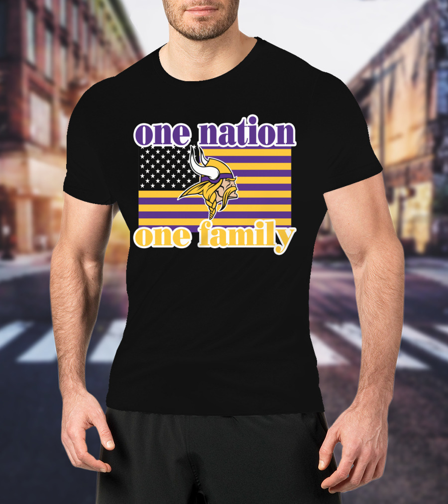 One Nation One Family Minnesota Vikings American Flag T-Shirt