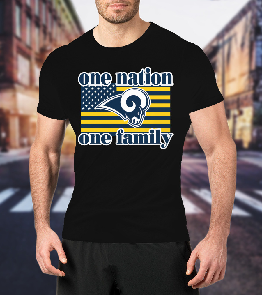 One Nation One Family Los Angeles Rams American Flag T-Shirt