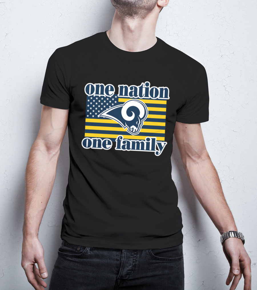 One Nation One Family Los Angeles Rams American Flag T-Shirt