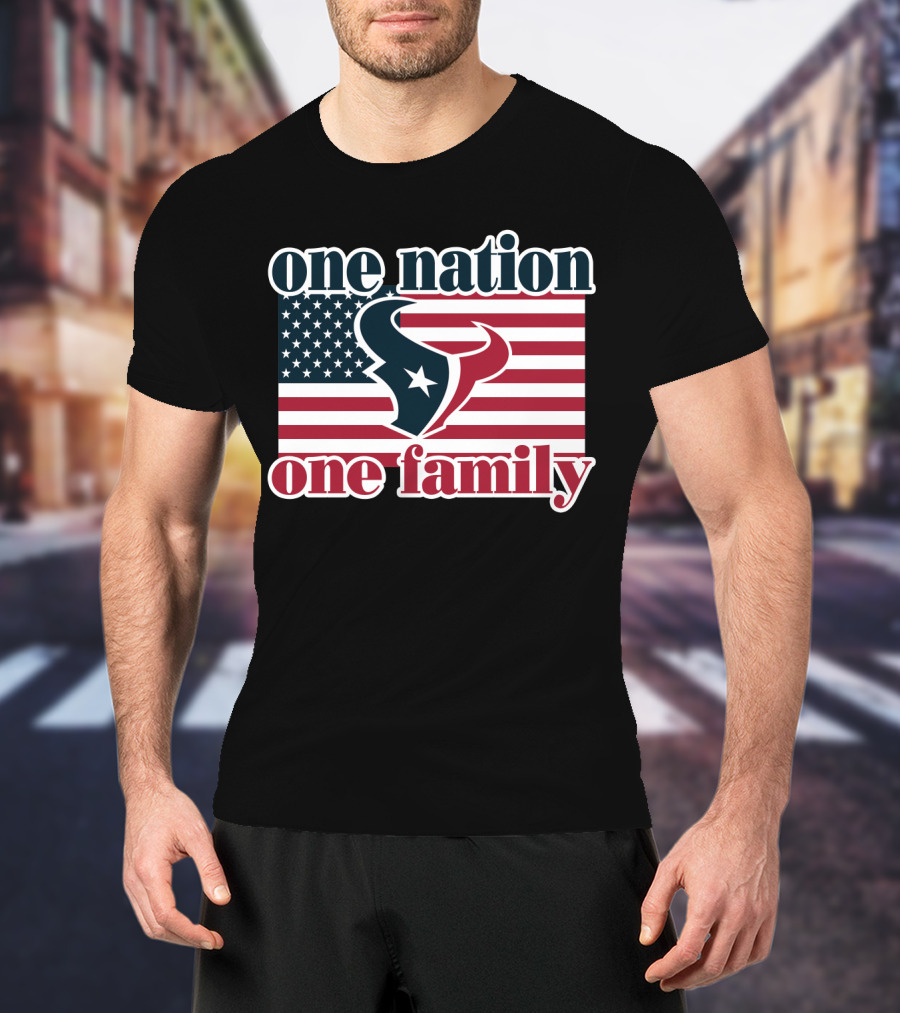 One Nation One Family Houston Texans American Flag T-Shirt