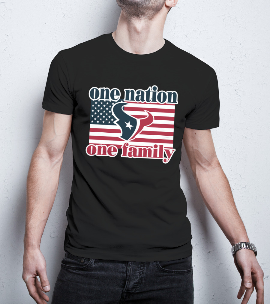 One Nation One Family Houston Texans American Flag T-Shirt