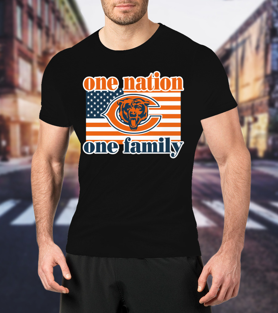 One Nation One Family Chicago Bears American Flag T-Shirt
