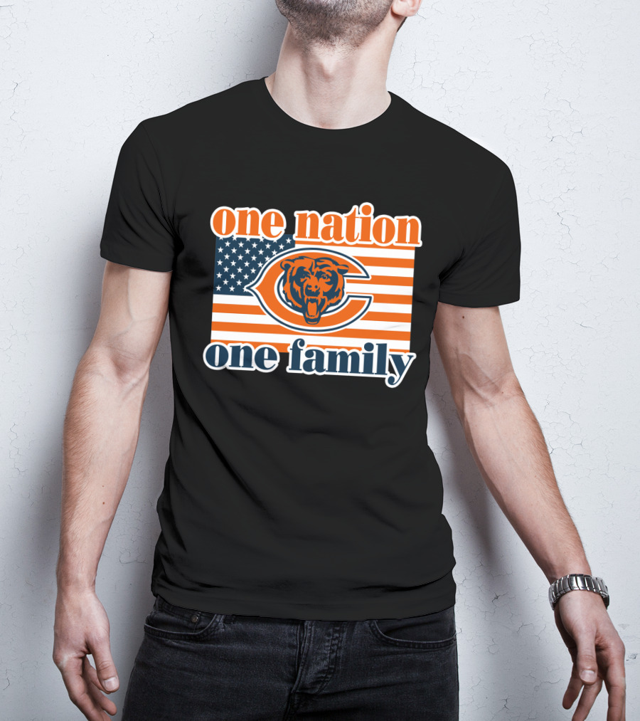 One Nation One Family Chicago Bears American Flag T-Shirt