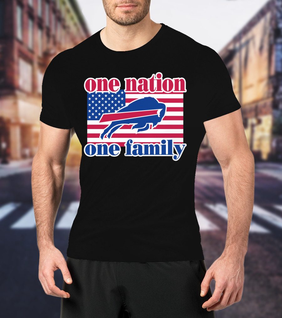 One Nation One Family Buffalo Bills Usa Flag T-Shirt