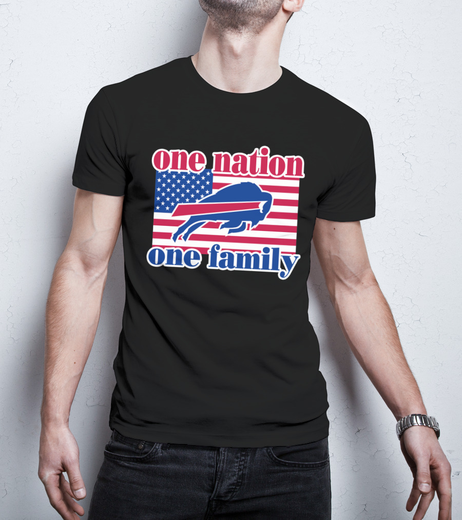 One Nation One Family Buffalo Bills Usa Flag T-Shirt