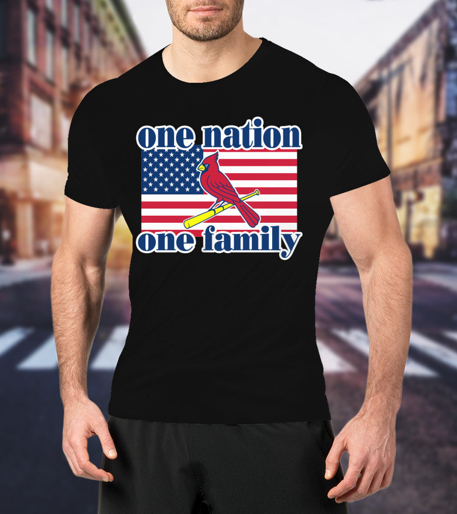 One Nation One Family St Louis Cardinals Flag T-Shirt