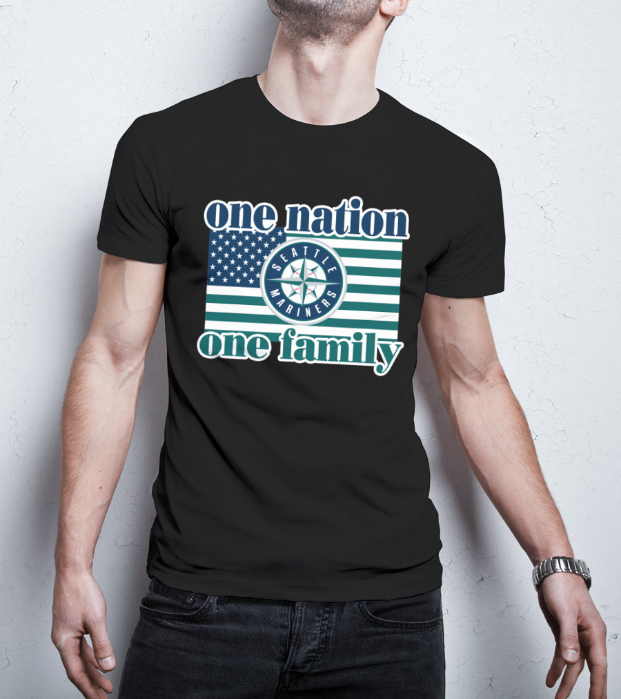 One Nation One Family Seattle Mariners Flag T-Shirt
