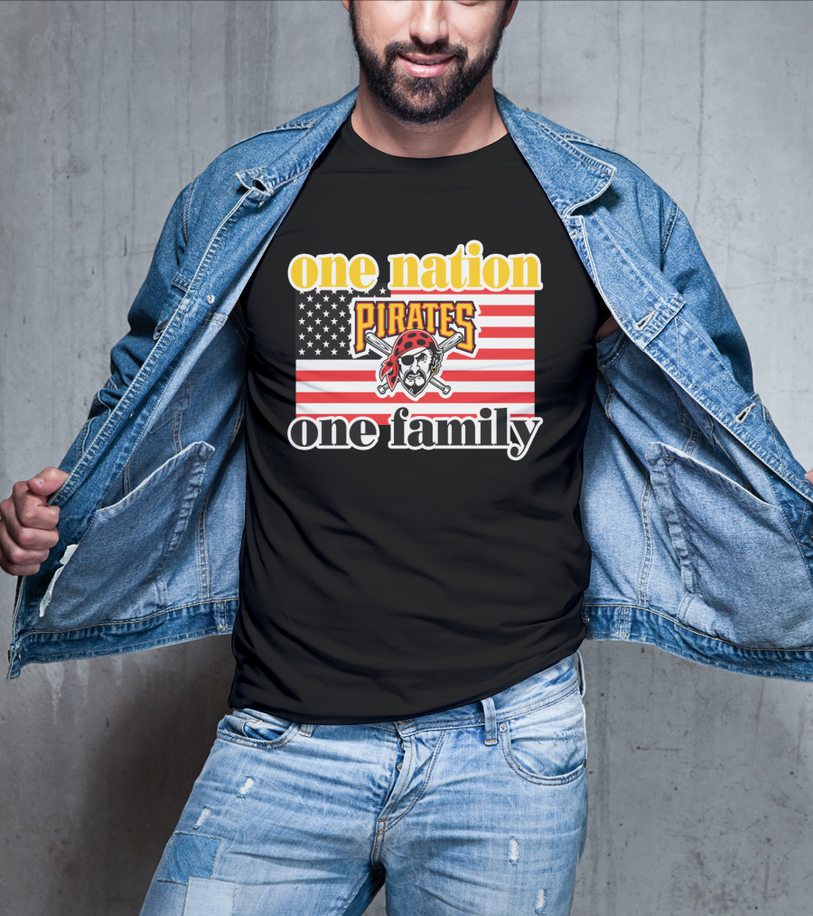 One Nation One Family Pirates Flag T-Shirt