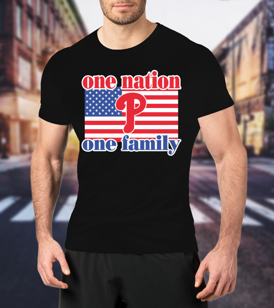 One Nation One Family Phillies American Flag T-Shirt