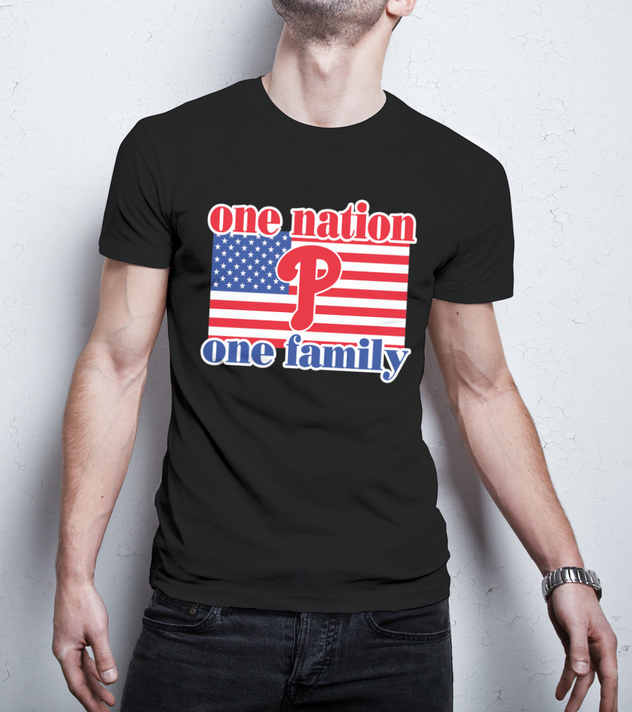 One Nation One Family Phillies American Flag T-Shirt