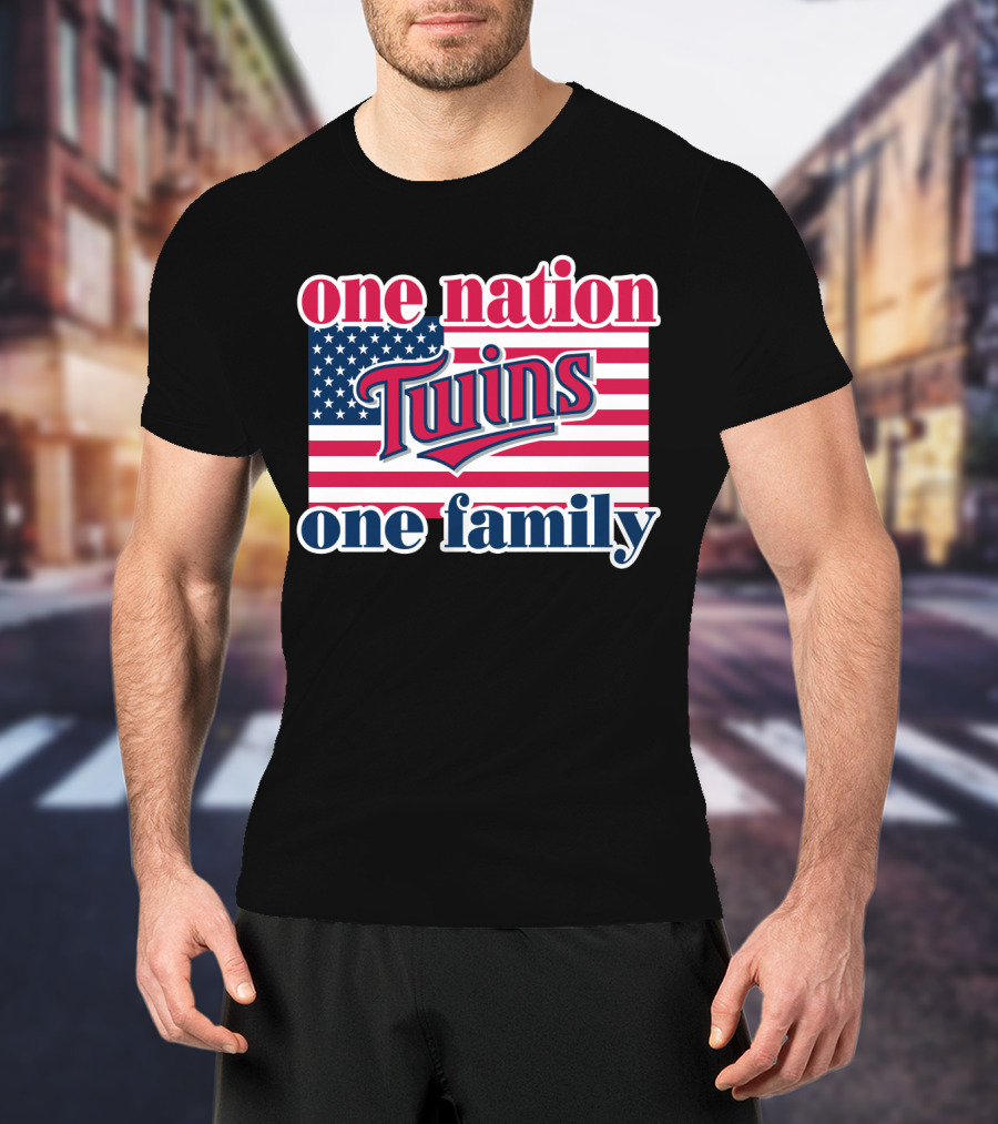 One Nation Twins One Family American Flag T-Shirt