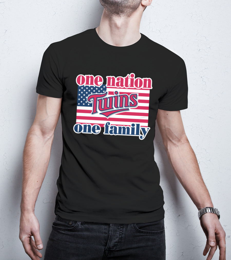 One Nation Twins One Family American Flag T-Shirt