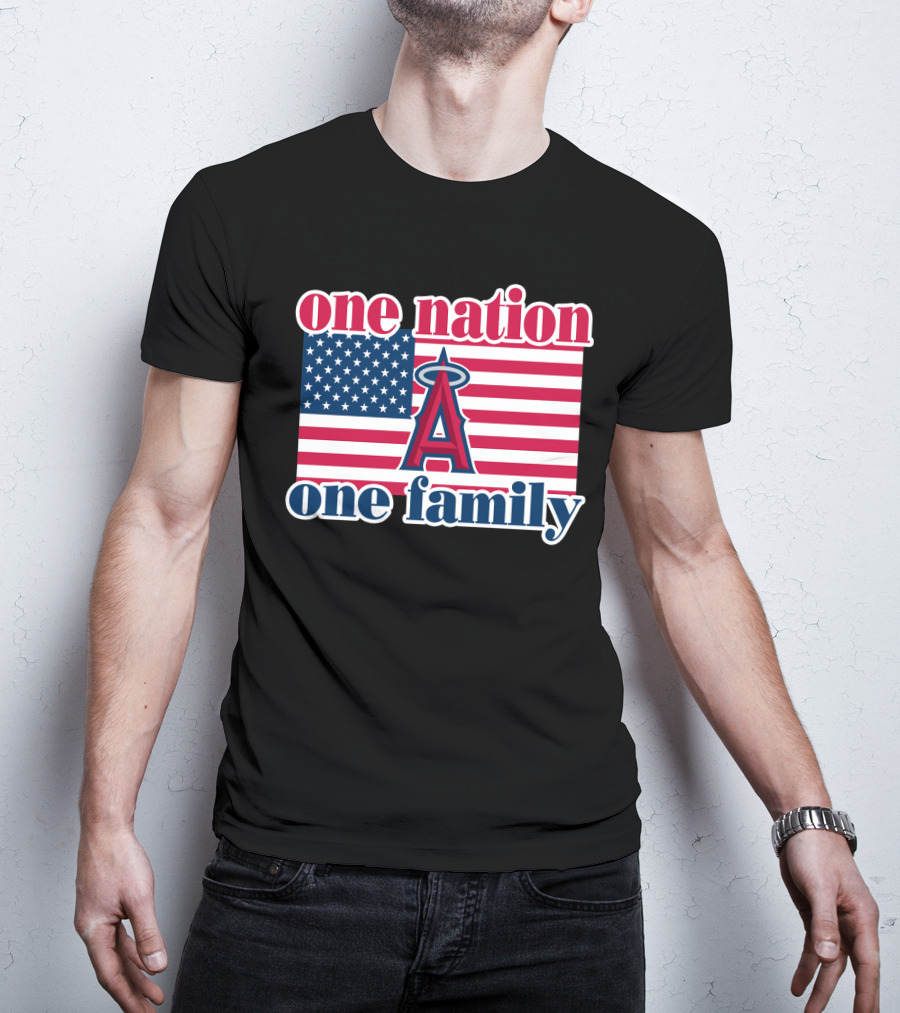 One Nation One Family Los Angeles Angels American Flag T-Shirt
