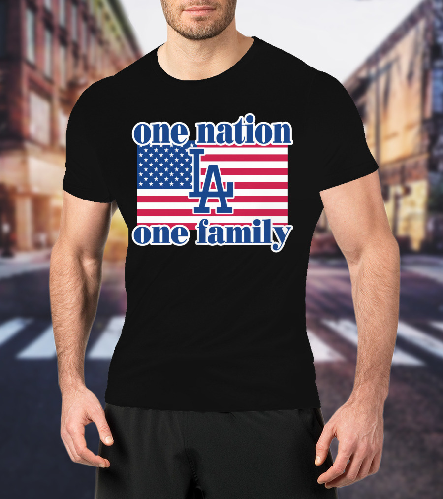 One Nation One Family La Dodgers Usa Flag T-Shirt