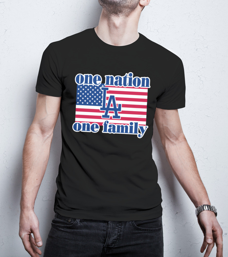 One Nation One Family La Dodgers Usa Flag T-Shirt