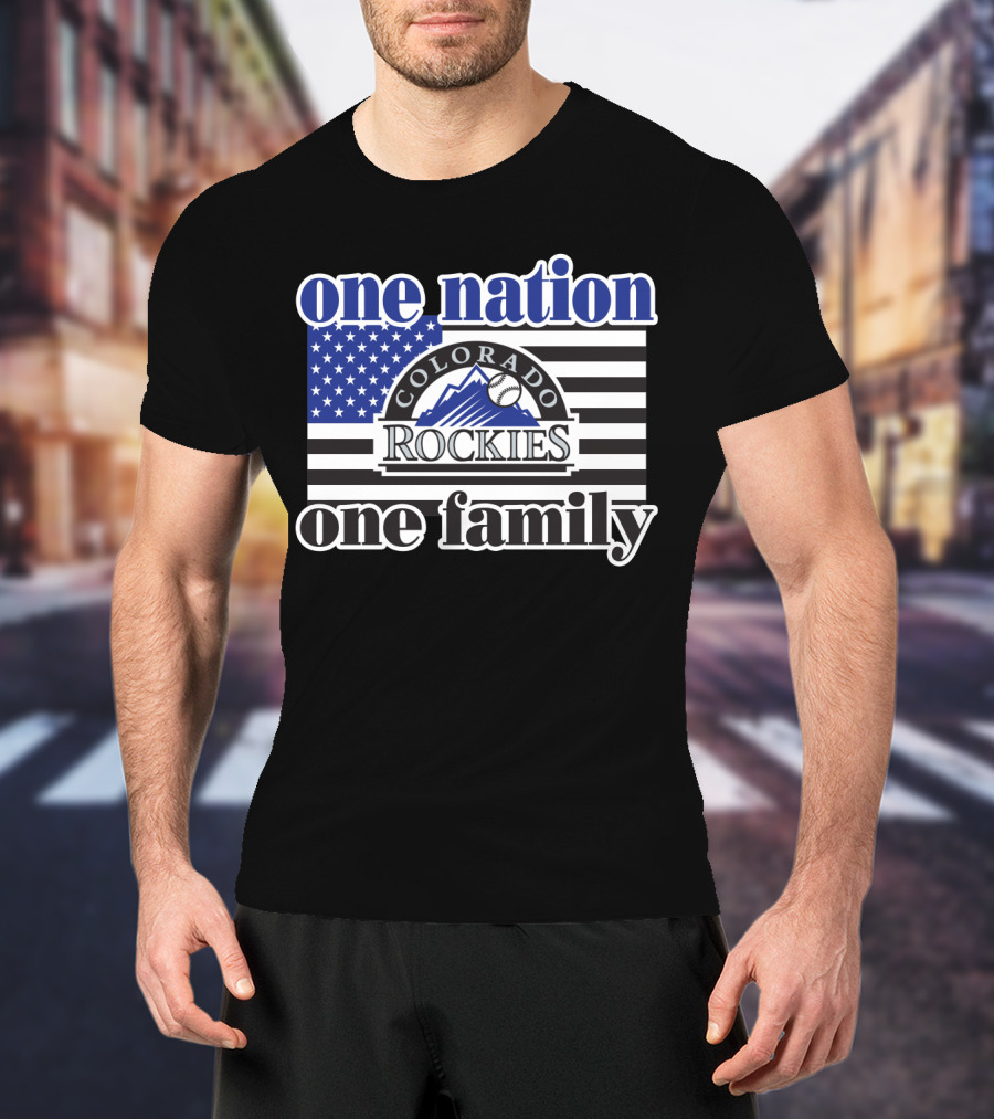 Colorado Rockies One Nation One Family Usa Flag T-Shirt