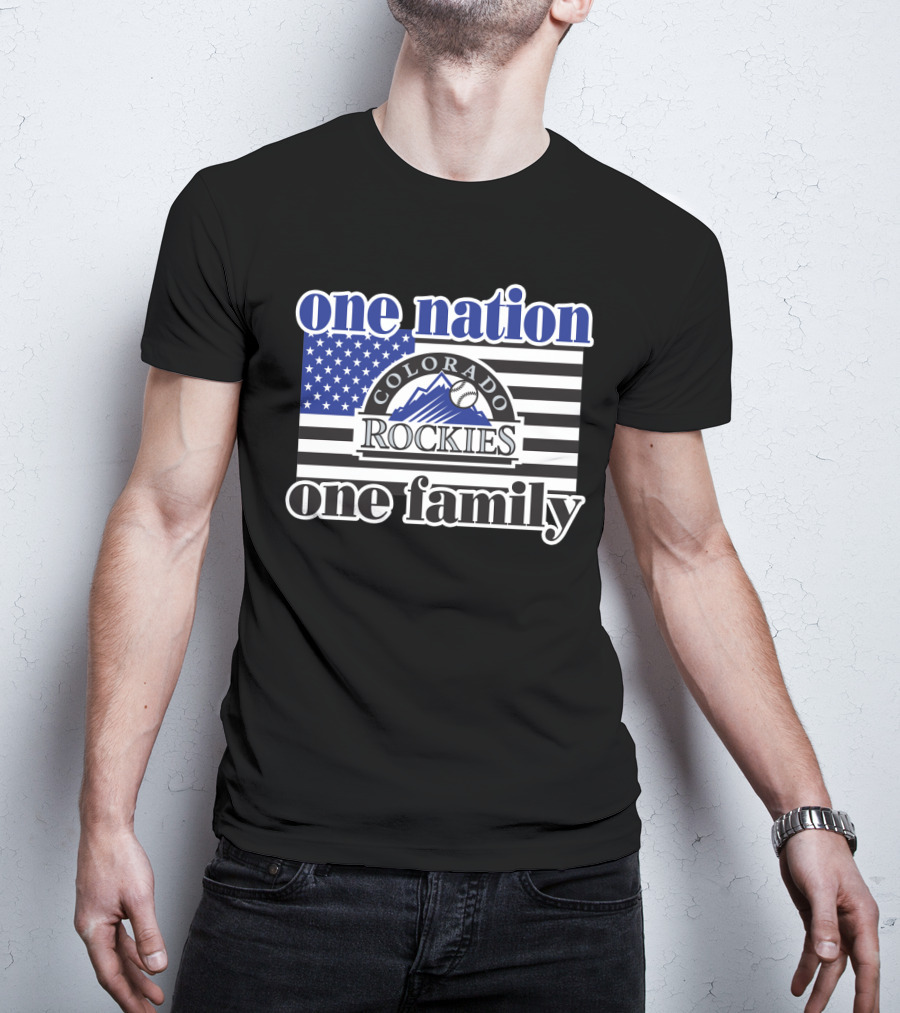 Colorado Rockies One Nation One Family Usa Flag T-Shirt