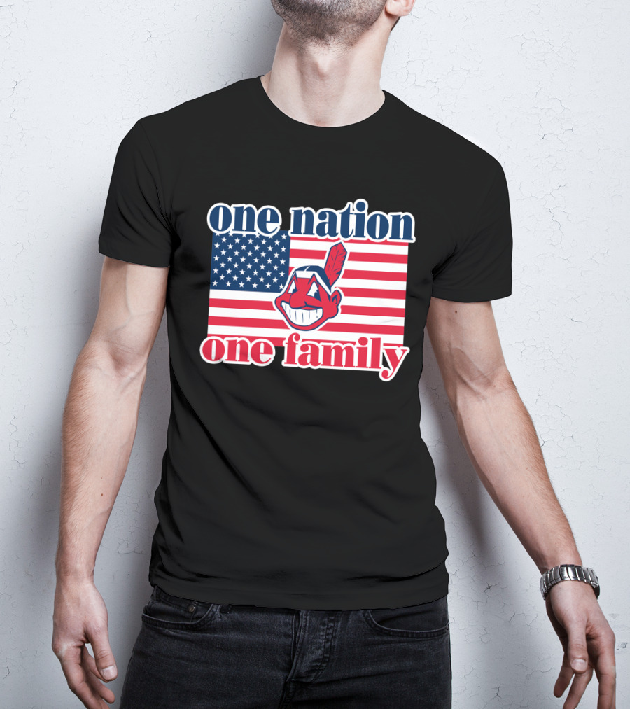 One Nation One Family 54 Cleveland Indians American Flag T-Shirt