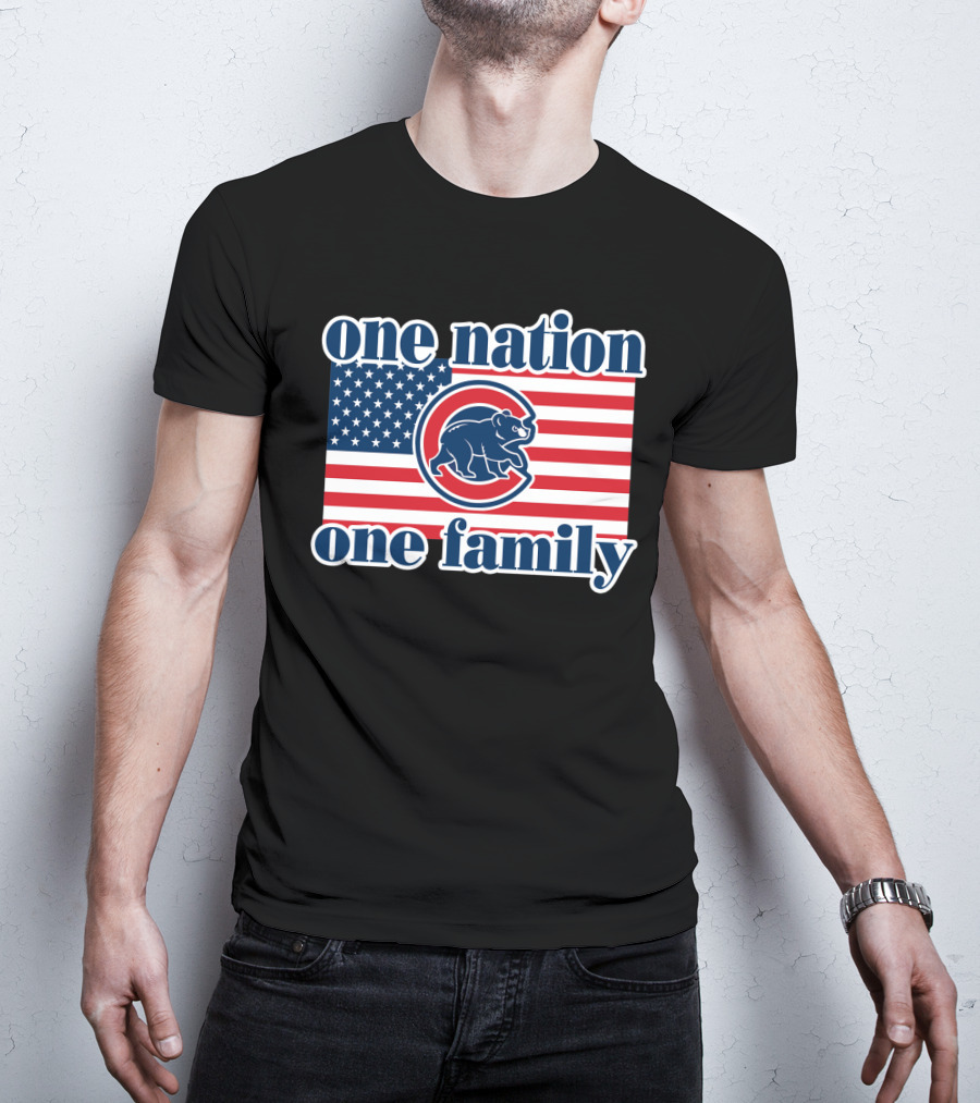 One Nation One Family 57 Chicago Cubs American Flag T-Shirt